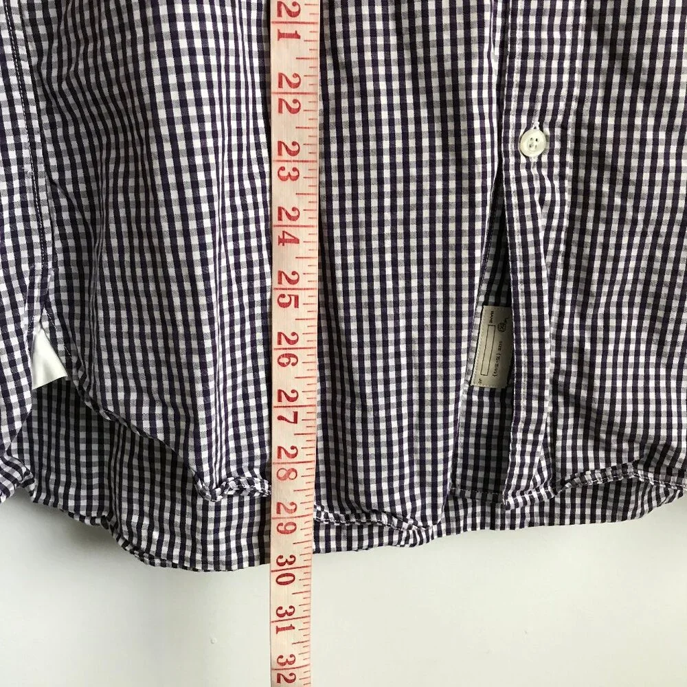 J CREW PURPLE SHIRT GINGHAM CHECK LONG SLEEVE POPLIN PREPPY MENS MEDIUM